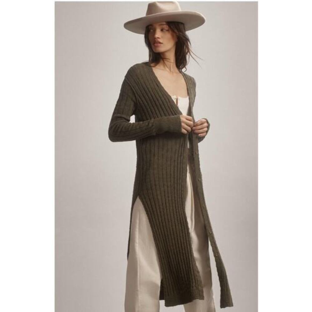 Pilcro Anthropologie Women's Gauzy Duster Cardigan Sweater Moss NEW ~ Size S
